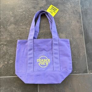 Trader Joe's Purple and Neon Green Mini Tote Bag